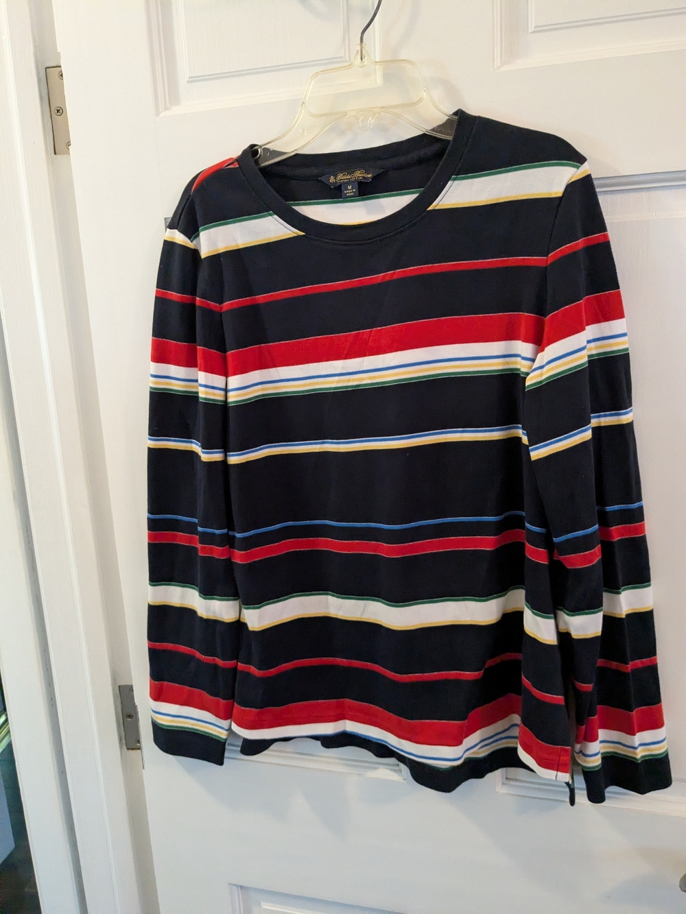 Brooks Brothers Navy Long Sleeve Crewneck with Multicolor Stripes